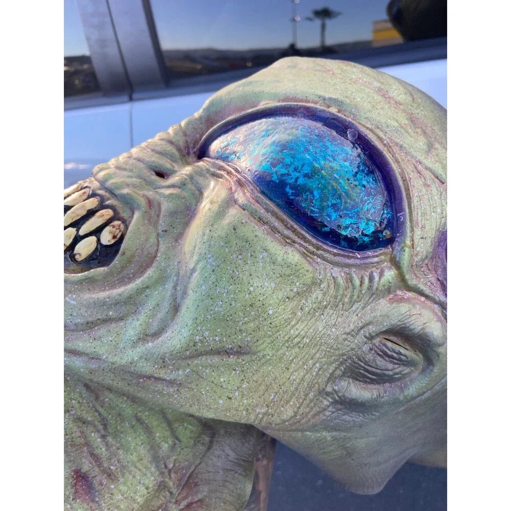 Green Alien Latex Mask Halloween Scary Costume Cosplay Decor Mexico 1998 - Picture 3 of 9